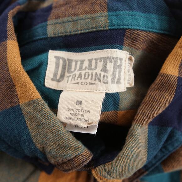 Duluth Free Swingin Flannel Relaxed Fit Long Sleeve Button Down Yellow Blue Sz M - Picture 6 of 7